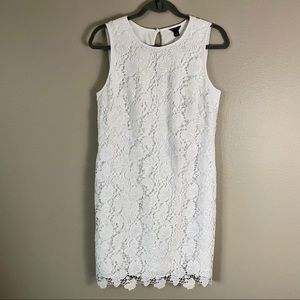Ann Taylor Crochet Lace Sheath Dress White